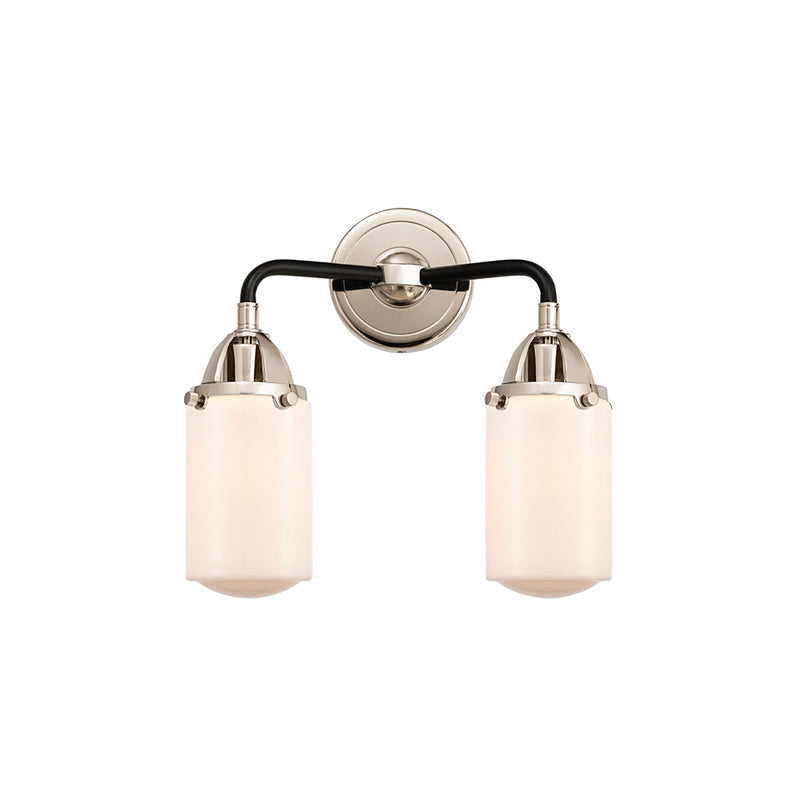 Dover Bath Vanity Light shown in the Black Polished Nickel finish with a Matte White shade