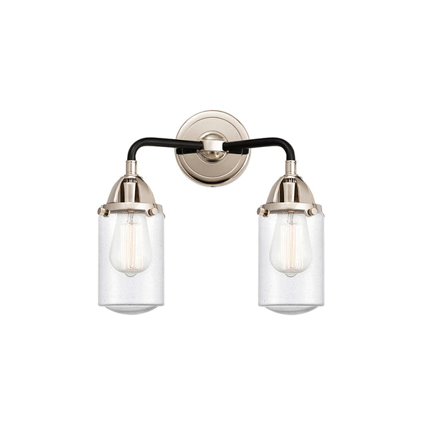 Dover Bath Vanity Light shown in the Black Polished Nickel finish with a Seedy shade