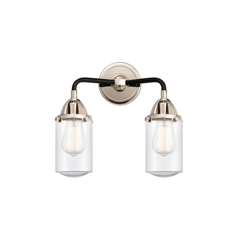 Dover Bath Vanity Light shown in the Black Polished Nickel finish with a Seedy shade