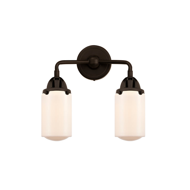 Dover Bath Vanity Light shown in the Oil Rubbed Bronze finish with a Matte White shade