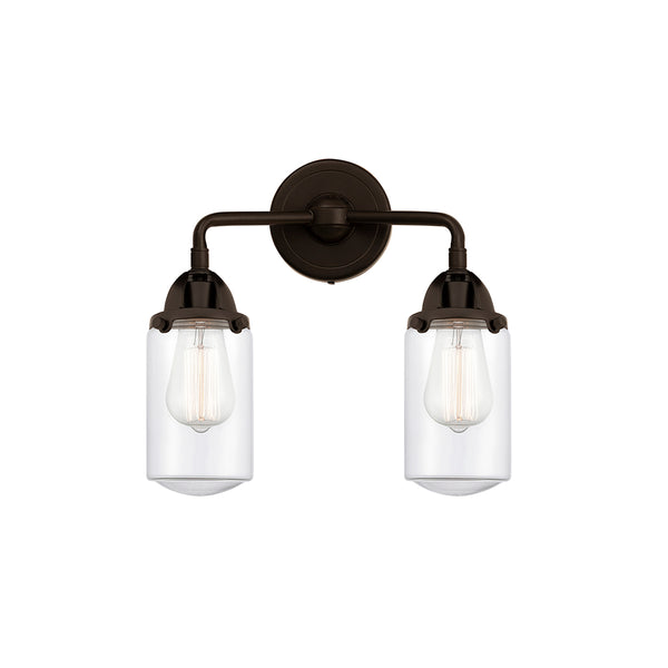 Dover Bath Vanity Light shown in the Oil Rubbed Bronze finish with a Clear shade
