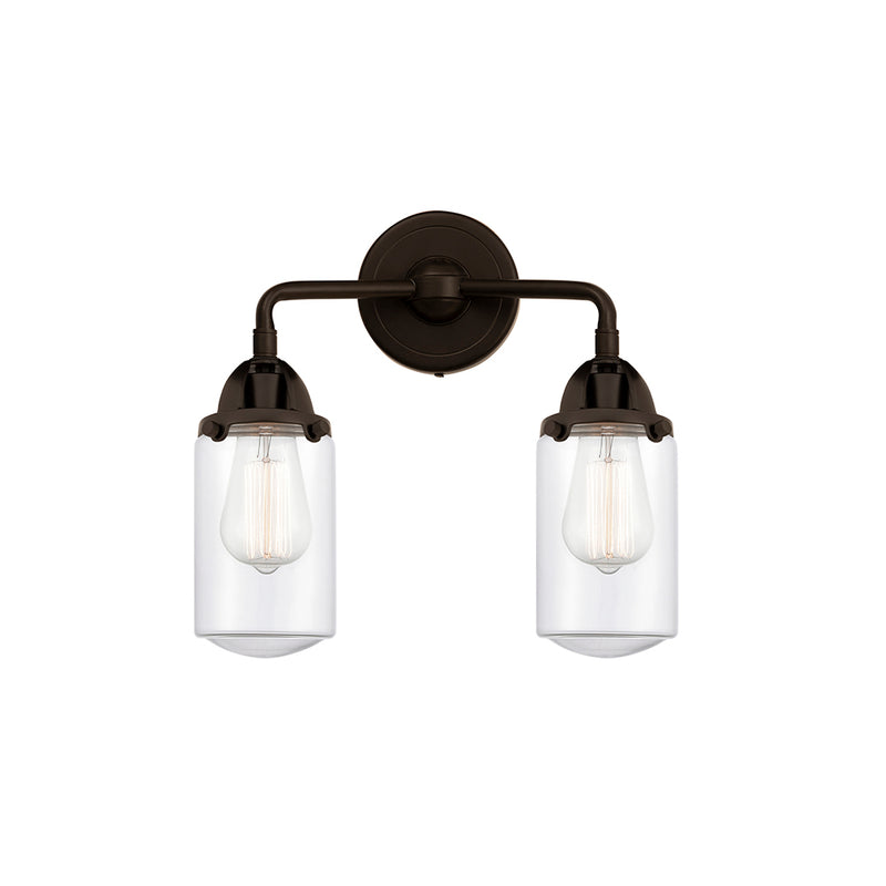 Dover Bath Vanity Light shown in the Oil Rubbed Bronze finish with a Clear shade