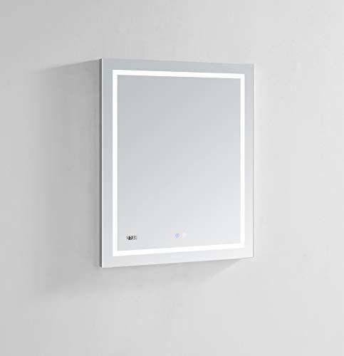 Aquadom 24in x 30in x 1.5in Daytona Wall Mount LED Lighted Mirror for Bathroom, 3D Color Temperature Lights Cool/Warm, Clock, Defogger, Dimmer