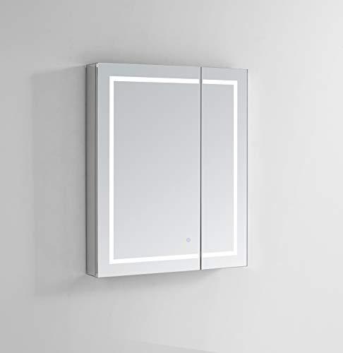 Aquadom 30in x 30in x 5in Royale Plus Lighted Mirror Glass Medicine Cabinet for Bathroom, Defogger, Dimmer, Outlet