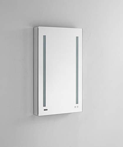 Aquadom 24" x 40" x 5" Left Hinged Signature Royale LED Lighted Mirror Glass Medicine Cabinet for Bathroom 3D Color Temperature Lights Cool or Warm Clock Defogger Dimmer Outlet with USB SR-2440L