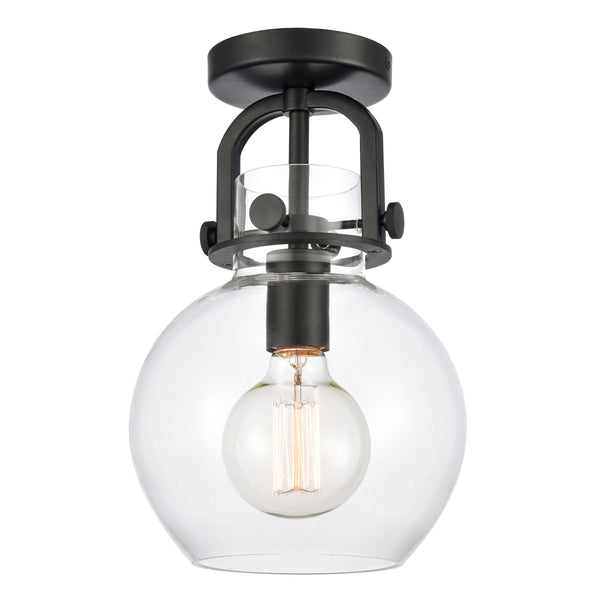 Innovations Lighting Newton Sphere 1 Light 8" Flush Mount 410-1F-BK-8CL