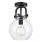 Innovations Lighting Newton Sphere 1 Light 8" Flush Mount 410-1F-BK-8CL