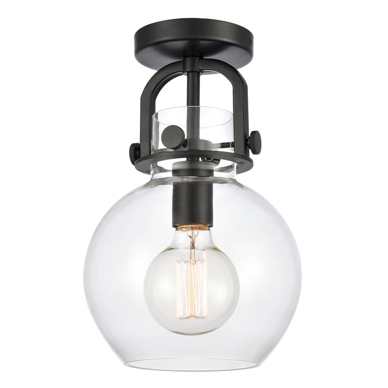 Innovations Lighting Newton Sphere 1 Light 8" Flush Mount 410-1F-BK-8CL