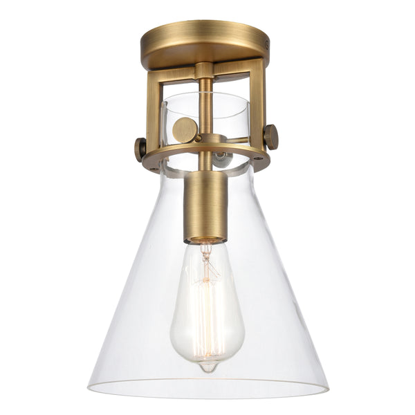 Innovations Lighting Newton Cone 1 Light 8" Flush Mount 411-1F-BB-8CL