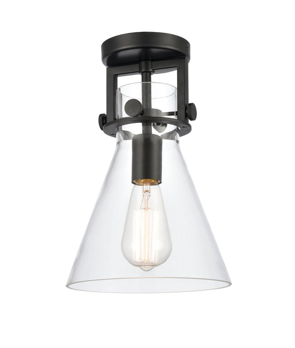 Innovations Lighting Newton Cone 1 Light 8" Flush Mount 411-1F-BK-8CL-LED