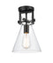 Innovations Lighting Newton Cone 1 Light 8" Flush Mount 411-1F-BK-8CL-LED