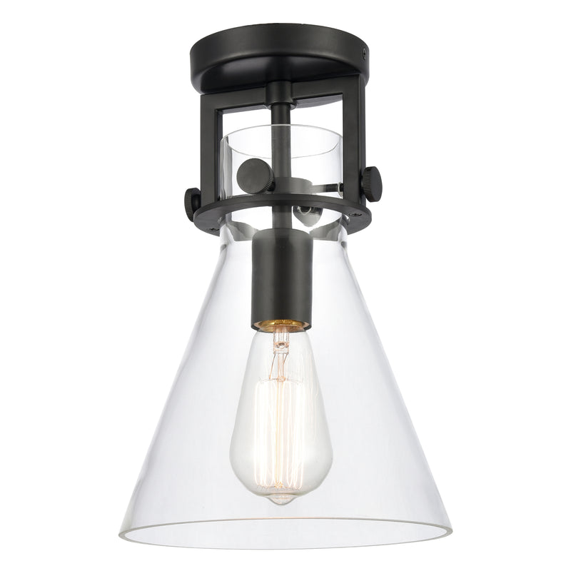 Innovations Lighting Newton Cone 1 Light 8" Flush Mount 411-1F-BK-8CL
