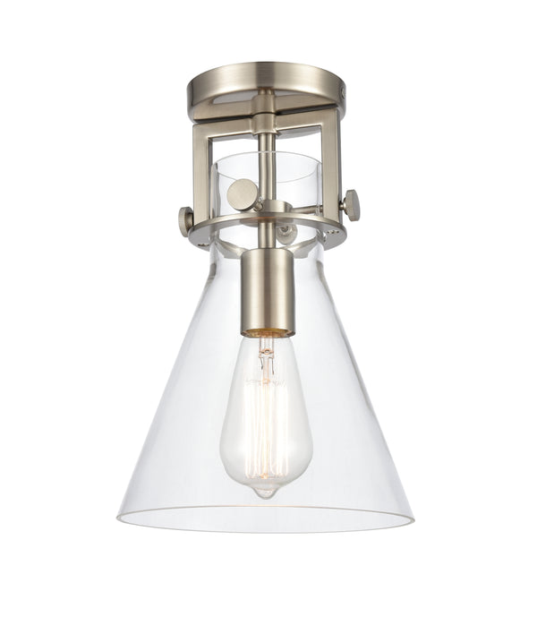 Innovations Lighting Newton Cone 1 Light 8" Flush Mount 411-1F-SN-8CL-LED