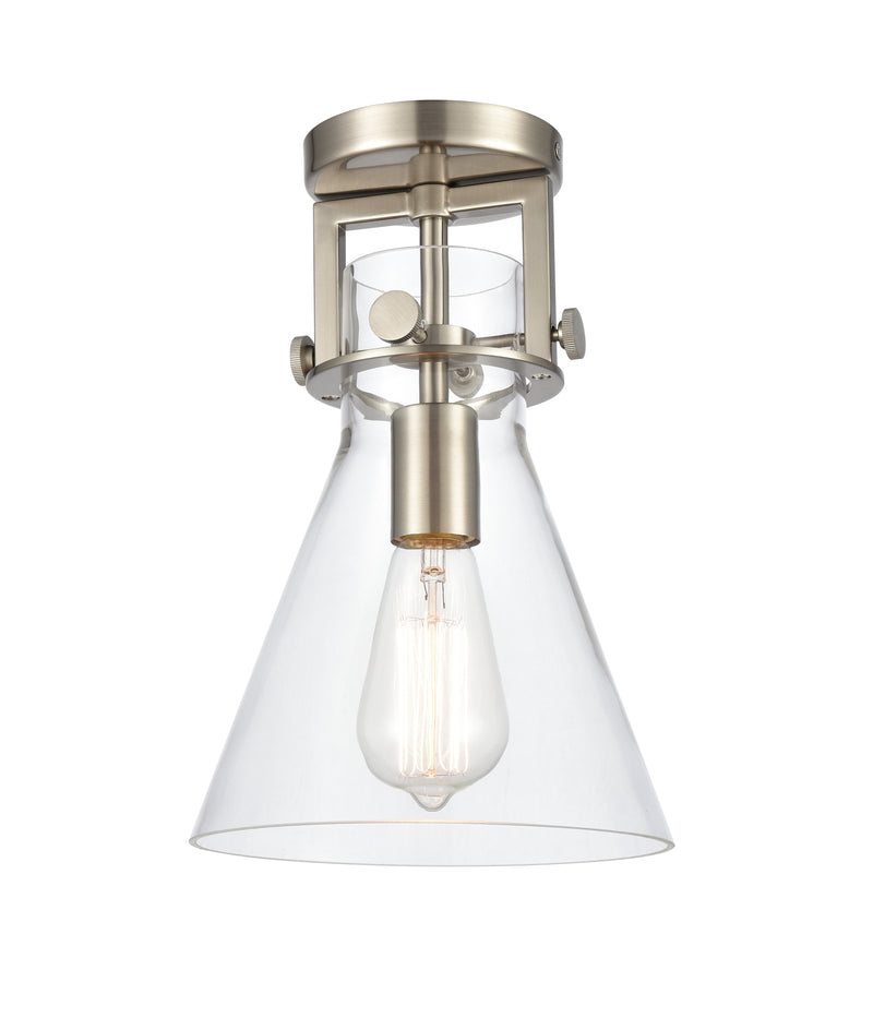 Innovations Lighting Newton Cone 1 Light 8" Flush Mount 411-1F-SN-8CL-LED