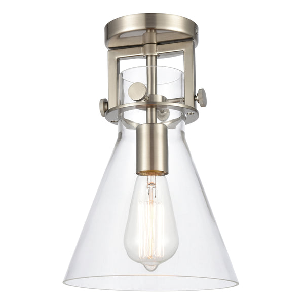 Innovations Lighting Newton Cone 1 Light 8" Flush Mount 411-1F-SN-8CL