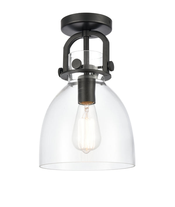 Innovations Lighting Newton Bell 1 Light 8" Flush Mount 412-1F-BK-8CL-LED