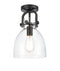 Innovations Lighting Newton Bell 1 Light 8" Flush Mount 412-1F-BK-8CL-LED