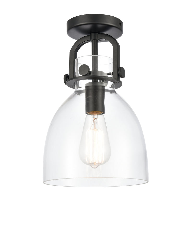 Innovations Lighting Newton Bell 1 Light 8" Flush Mount 412-1F-BK-8CL-LED
