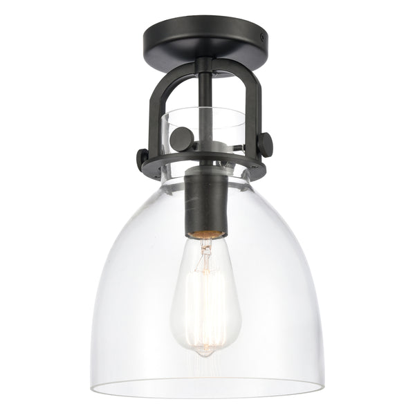 Innovations Lighting Newton Bell 1 Light 8" Flush Mount 412-1F-BK-8CL