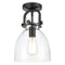 Innovations Lighting Newton Bell 1 Light 8" Flush Mount 412-1F-BK-8CL