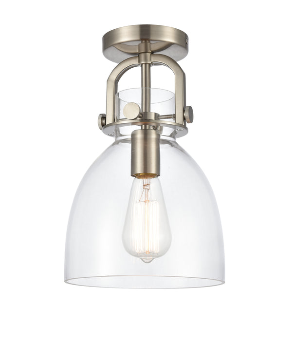 Innovations Lighting Newton Bell 1 Light 8" Flush Mount 412-1F-SN-8CL-LED