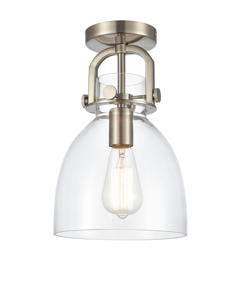 Innovations Lighting Newton Bell 1 Light 8" Flush Mount 412-1F-SN-8CL-LED