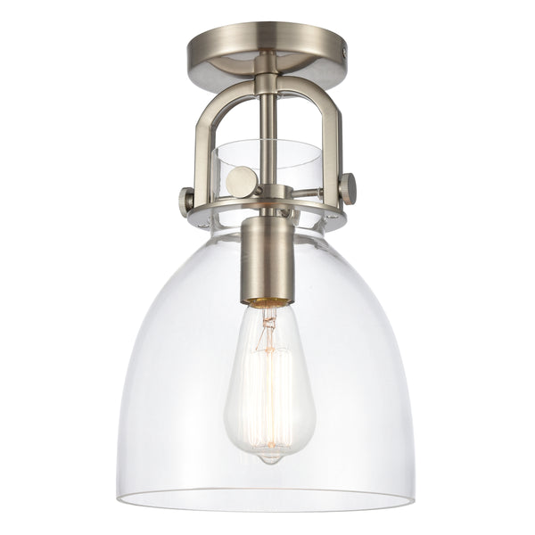 Innovations Lighting Newton Bell 1 Light 8" Flush Mount 412-1F-SN-8CL