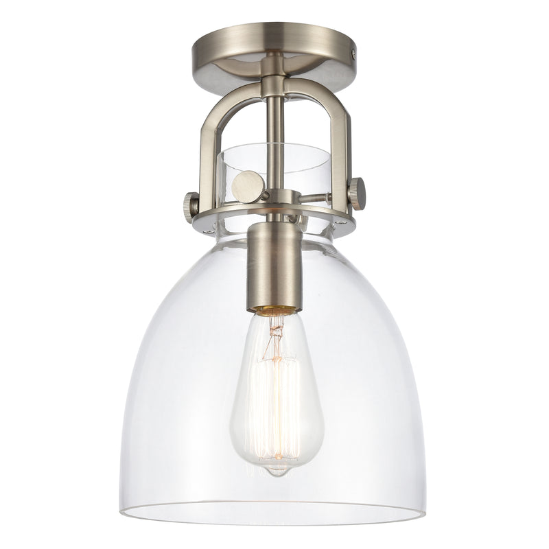 Innovations Lighting Newton Bell 1 Light 8" Flush Mount 412-1F-SN-8CL