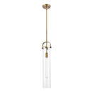 Pilaster Mini Pendant shown in the Brushed Brass finish with a Clear shade