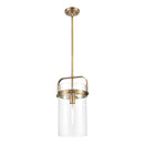 Pilaster Mini Pendant shown in the Brushed Brass finish with a Clear shade