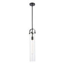 Pilaster Mini Pendant shown in the Matte Black finish with a Clear shade