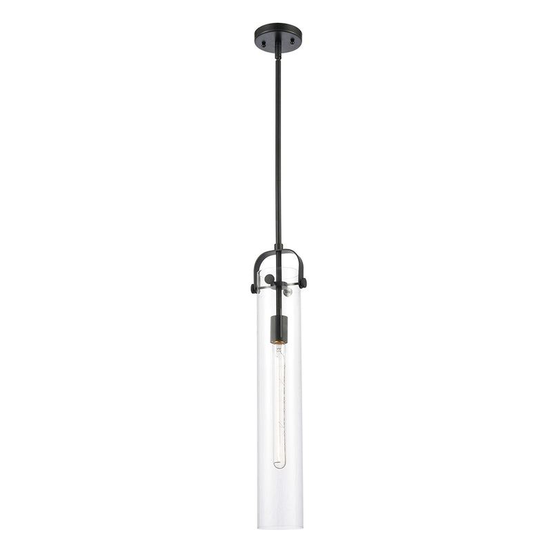 Pilaster Mini Pendant shown in the Matte Black finish with a Clear shade