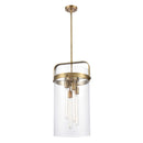 Pilaster Pendant shown in the Brushed Brass finish with a Clear shade