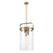 Pilaster Pendant shown in the Brushed Brass finish with a Clear shade