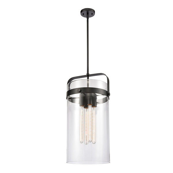 Pilaster Pendant shown in the Matte Black finish with a Clear shade