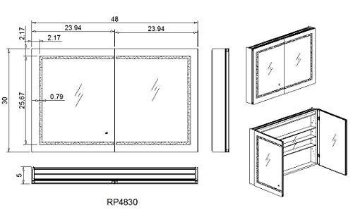 Aquadom 48" x 30" x 5" Royale Plus Lighted Mirror Glass Medicine Cabinet for Bathroom Defogger Dimmer Outlet RP-4830