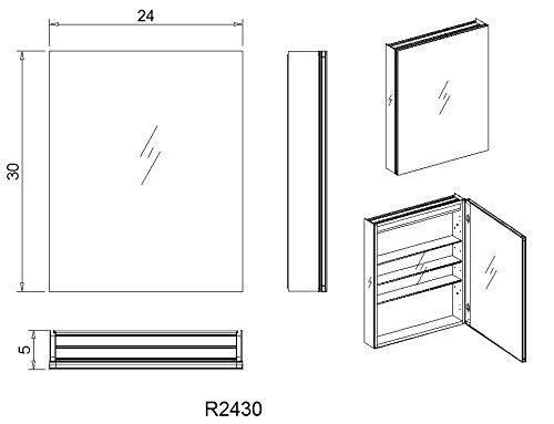 Aquadom 24" x 30" x 5" Royale Medicine Mirror Glass Cabinet for Bathroom R-2430