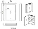 Aquadom 24" x 36" x 5" Left Hinge Royale Plus LED Lighted Mirror Glass Medicine Cabinet for Bathroom Defogger Dimmer Outlet RP-2436L