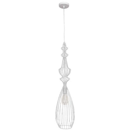 Dainolite 1 Light Pendant, Matte White Wire Frame 425-91P-WH