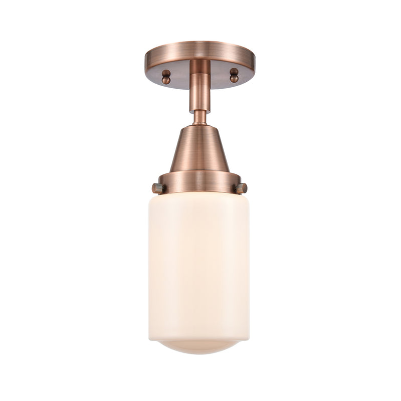 Dover Flush Mount shown in the Antique Copper finish with a Matte White shade