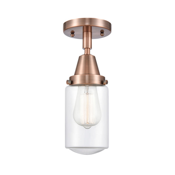 Dover Flush Mount shown in the Antique Copper finish with a Clear shade