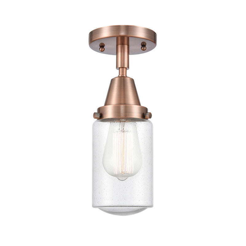 Dover Flush Mount shown in the Antique Copper finish with a Seedy shade