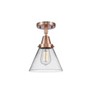 Cone Flush Mount shown in the Antique Copper finish with a Clear shade