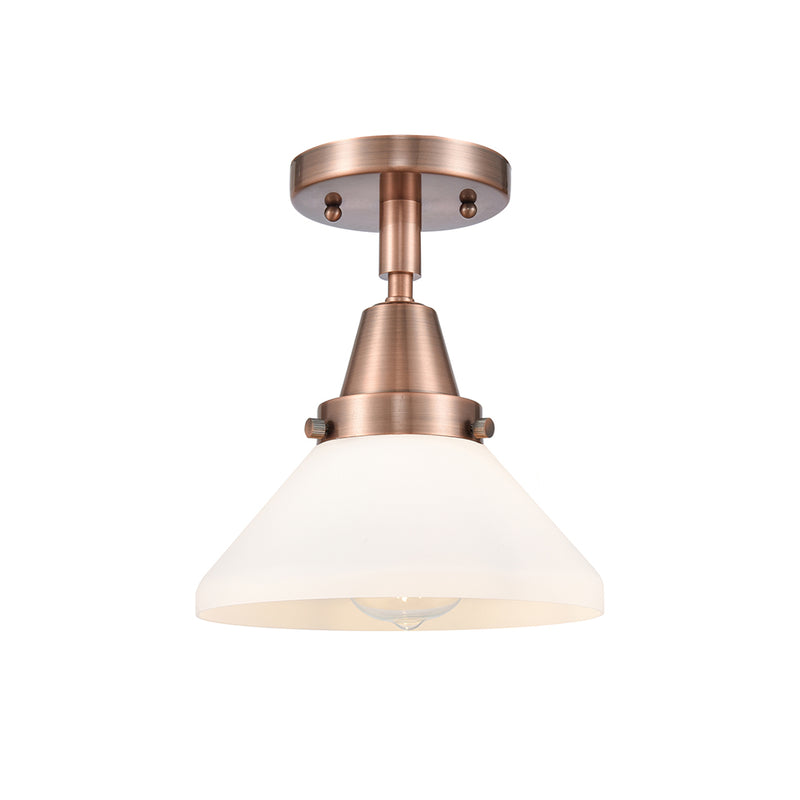 Caden Flush Mount shown in the Antique Copper finish with a Matte White shade