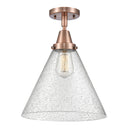 Cone Flush Mount shown in the Antique Copper finish with a Seedy shade