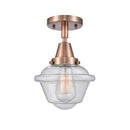 Oxford Flush Mount shown in the Antique Copper finish with a Seedy shade