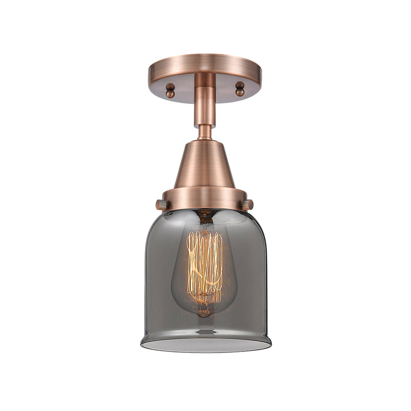 Bell Flush Mount shown in the Antique Copper finish with a Plated Smoke shade