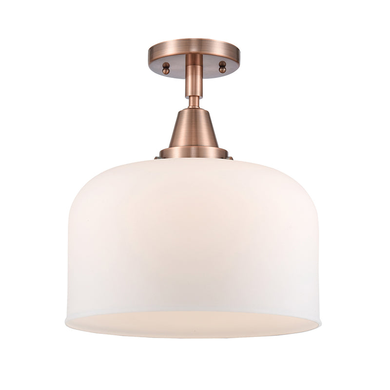 Bell Flush Mount shown in the Antique Copper finish with a Matte White shade