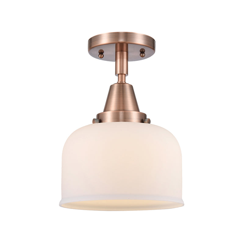 Bell Flush Mount shown in the Antique Copper finish with a Matte White shade