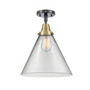 Cone Flush Mount shown in the Black Antique Brass finish with a Clear shade